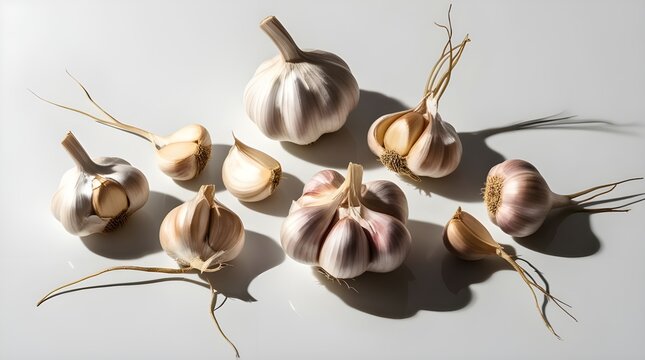 Collection of garlic cloves, isolated on white background
