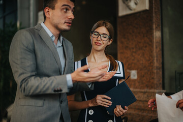 Obraz premium Professionals engaged in a business meeting, focusing on sales strategies and analyzing reports to drive business growth.