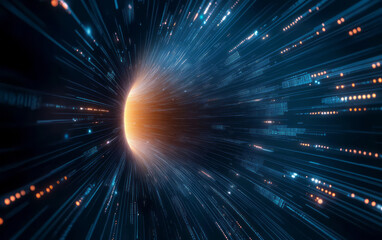 Fototapeta premium The background of future science and technology theme composed of particles and lines