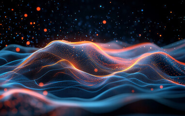 Obraz premium The background of future science and technology theme composed of particles and lines
