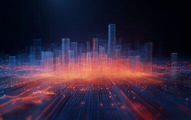 The background of future science and technology theme composed of particles and lines