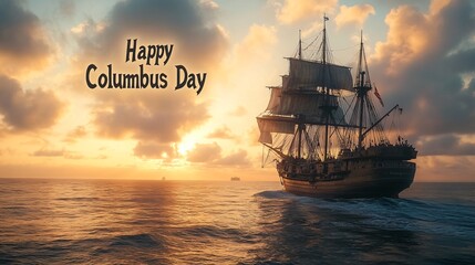 Obraz premium Columbus Day text background