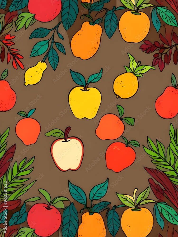 Poster Vibrant Fruit Pattern