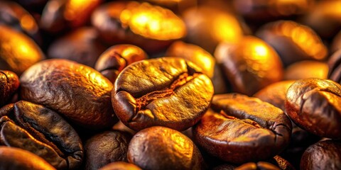 Obraz premium velvety dark roasted intense macro details crunchy texture subtle golden light