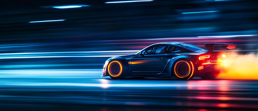 high-speed racing car in motion