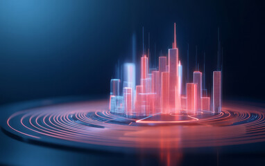 Modern urban skyline landscape with 3D effect
