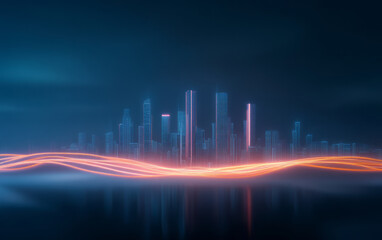 Modern urban skyline landscape with 3D effect
