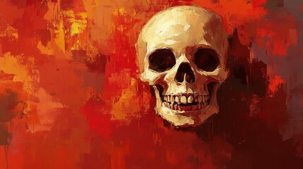 Face of a child, painted as a skull, smiling, soft natural light