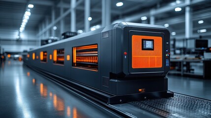 Modern industrial printing machine in a factory.