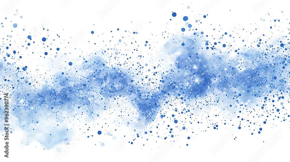 Wall mural abstract blue particle cloud with connected dots on white background