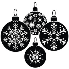 Fototapeta premium a black Christmas Ornaments silhouette vector art illustration