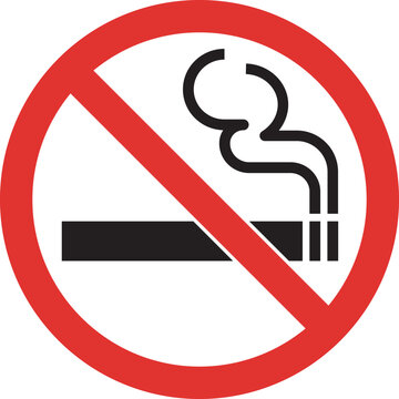 No smoking sign. Smoking prohibited symbol of a cigarette in a crossed circle.