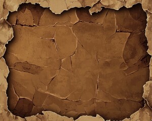 Rough-edged brown background vector art with top and bottom white space.