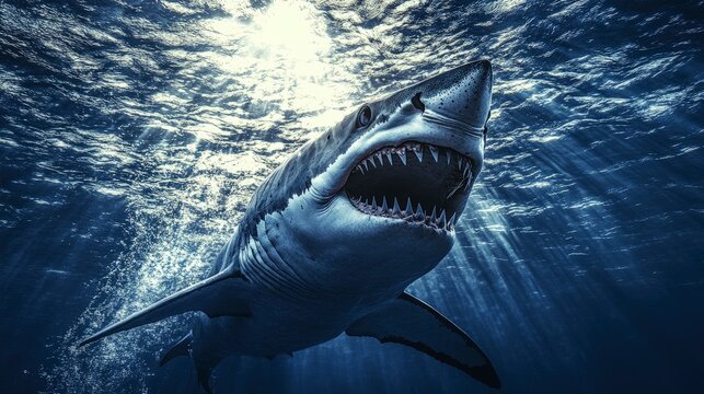 Shark&acirc;&euro;&trade;s gills, water flowing through, close-up of body, deep sea light
