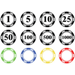 Fototapeta premium Poker and casino chips. Poker chip icon