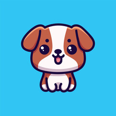 Cute Dog Icon Illustration. Puppy Dog Mascot Cartoon Character. Animal Icon Concept Isolated