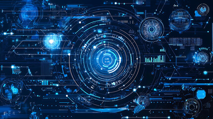 High-Tech Digital Interface with Futuristic Blue Circuits