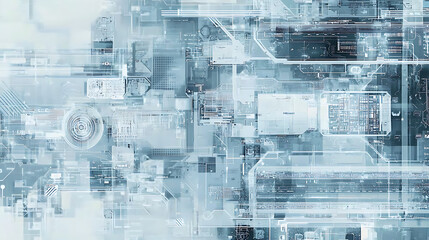 Fototapeta premium Abstract Grey and White Technology Circuit Background
