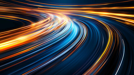 Abstract High-Speed Light Trails in Blue and Orange