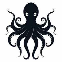 Octopus silhouette vector illustration on a white background. vector illustration of the octopus symbol