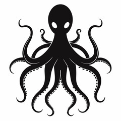 Octopus silhouette vector illustration on a white background. vector illustration of the octopus symbol