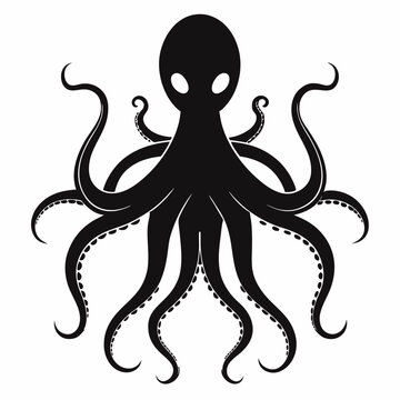 recommend clip art: Octopus silhouette vector illustration on a white background. vector illustration of the octopus symbol