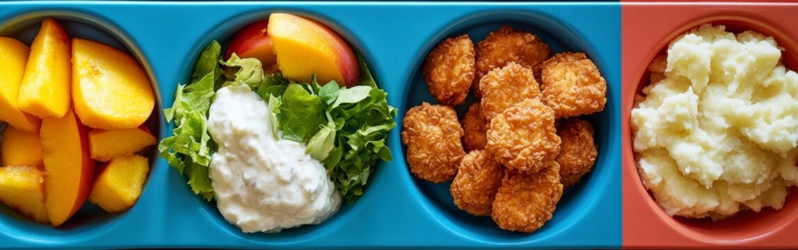 Colorful School Lunch Tray with Nutritious Food