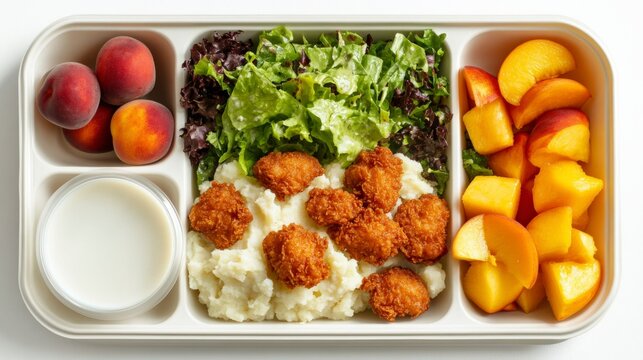 Colorful School Lunch Tray with Nutritious Food
