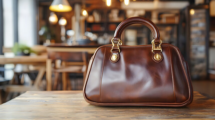 Gorgeous Leather Handbag with Luxurious Gold Highlights