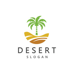 Desert logo design template .Mountain desert vector icon. Hot warm season illustration