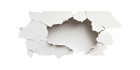 Fototapeta premium Cracked wall with a hole, representing destruction, damage, and the concept of brokenness or emptiness