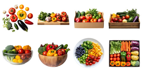 Mix Vegetable png set collection in 3d transparent no background in organic food concept.