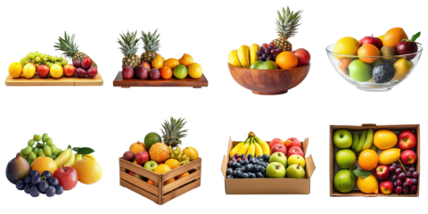 Fruit product png isolated set in 3d transparent using for presentation.