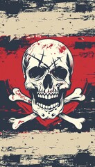 Pirate flag with a skull crossbones design, symbolizing adventure and danger, set against a bold