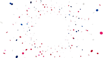 Patriotic Confetti Shower: A vibrant explosion of red, white, and blue confetti circles, perfect for celebrating American holidays or elections.