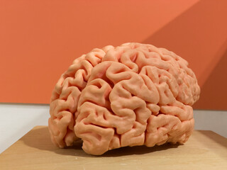 orange brain model in an educational setting. Ideal for science and education-related concepts.