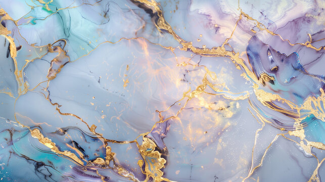 An abstract acrylic fluid texture with golden hightlight and dark hues creating dreamy liquid effect