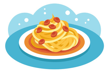 Italian Carbonara Pasta Platter Vector Design Crispy Bacon & Parmesan Perfection