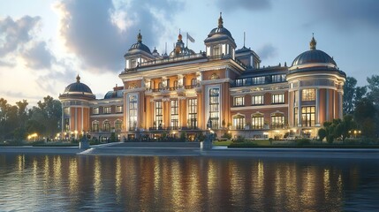 Obraz premium Elegant city hall architecture showcased in beautiful and breathtaking pictures