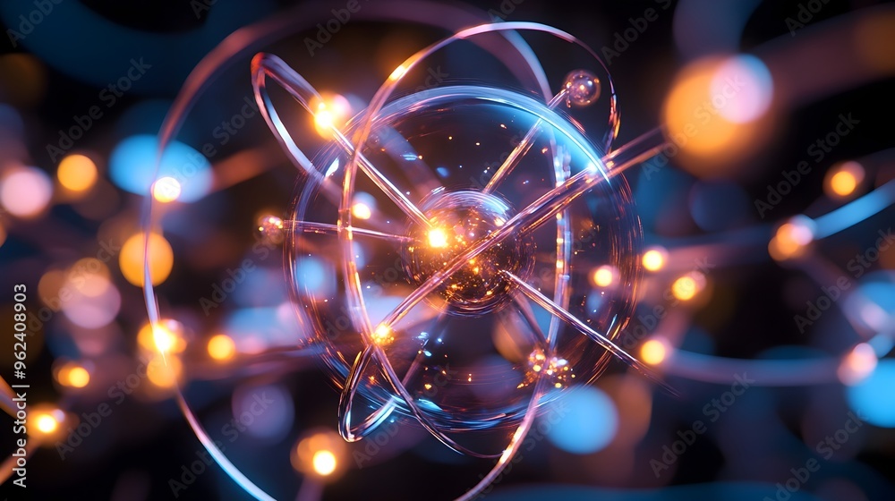 Poster a captivating holographic display showcasing the intricate atomic structure complete with precisely 