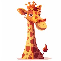 Obraz premium Giraffe king fantasy animal cartoon isolated whitebackground