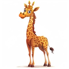Fototapeta premium Giraffe king fantasy animal cartoon isolated whitebackground