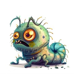 Glowworm Disgust emotion fantasy animal cartoon isolated whitebackground