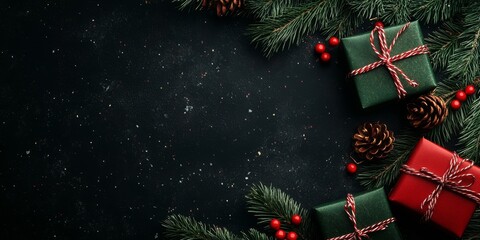 Festive Christmas gift boxes. New year background with gifts