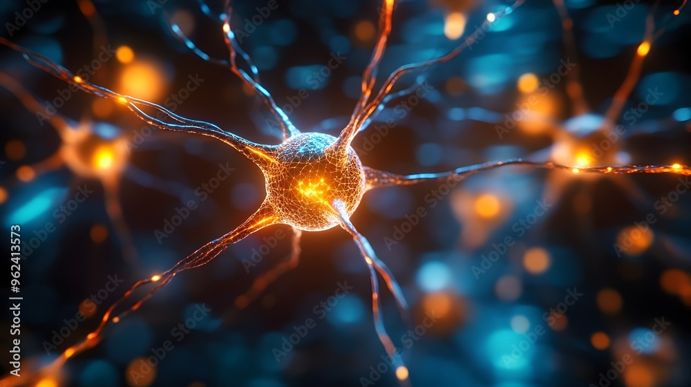 Poster holographic visualization of a neural network model and its components showcasing the intricate stru