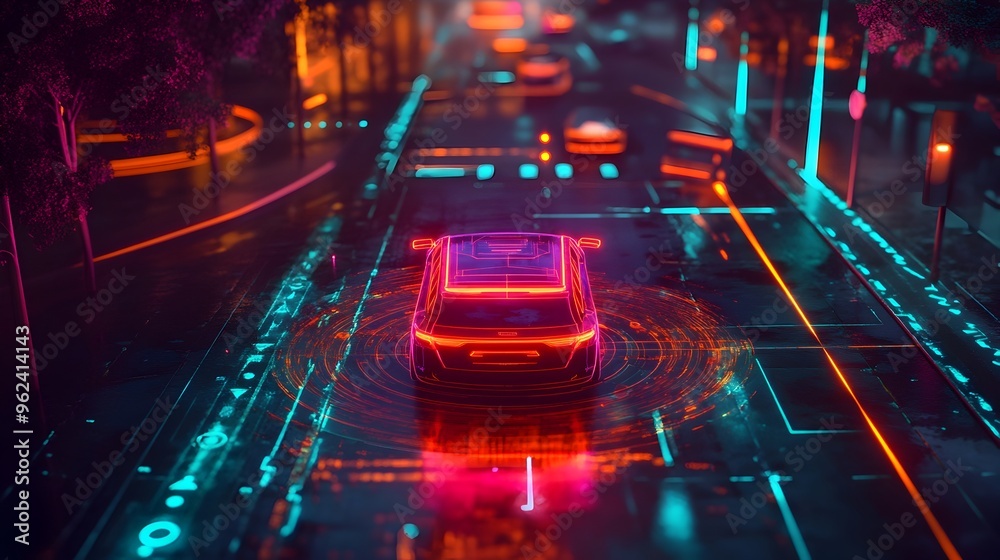 Poster hologram projection showcasing the advanced of intelligence technologies in the functions and of aut