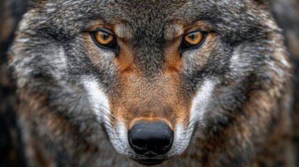 Obraz premium Intense Wolf Stare in a Detailed Portrait