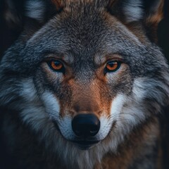 Obraz premium Intense Wolf Stare in a Detailed Portrait