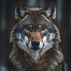 Fototapeta premium Intense Wolf Stare in a Detailed Portrait
