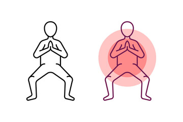 Tree pose pixel perfect linear ui icon. Yoga pose. Balancing asana. Healthy lifestyle. Outline isolated user interface element for app and web. Editable stroke.